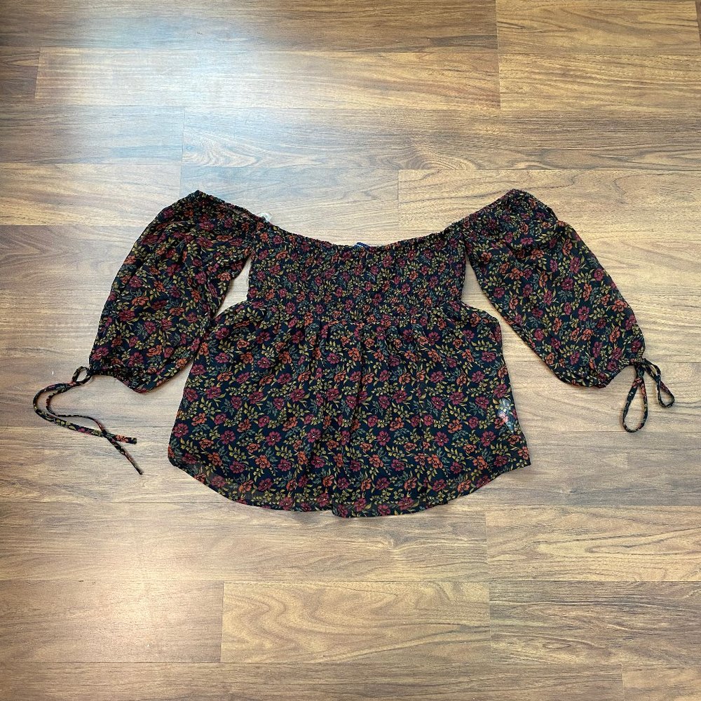 Fall floral AE off the shoulder blouse